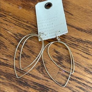 Anthropologie Gold Double Outline Teardrop Earrings